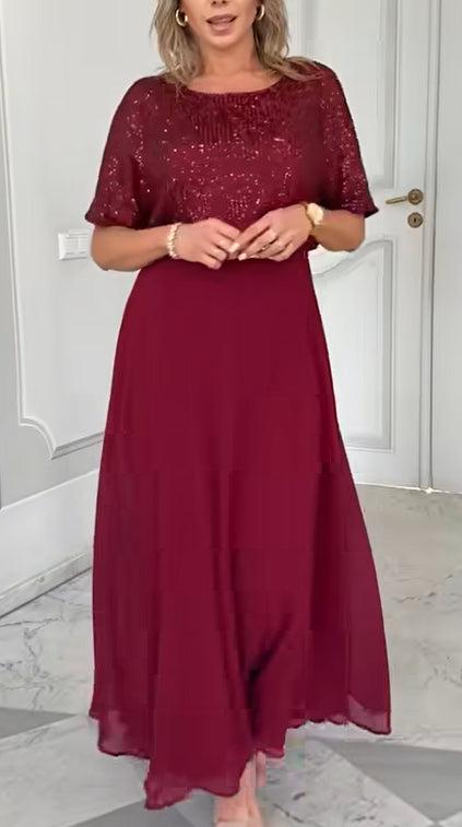 Conjunto de saia e blusa de manga curta com lantejoulas para mulheres